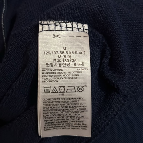Gap kids navy blue zip up hoodie size M - Picture 8 of 9